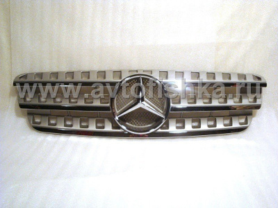 Mercedes ML W163 (98-05) решетка радиатора серебристая с хромом, перфорированная, дизайн ML W164.